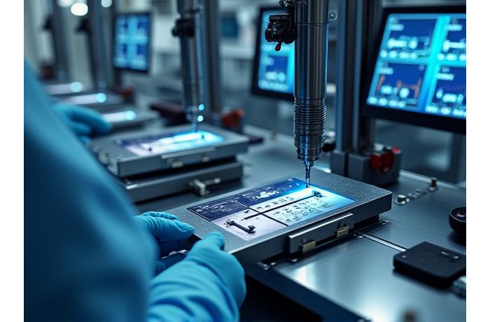 Mano sosteniendo una caña de carbono en un laboratorio de pruebas de torsión